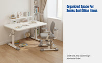 Hand Crank Adjustable Desk, Kids Study Table and Chair Set, Ergonomic Office Desk for Home Study Room