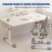 Hand Crank Adjustable Desk, Kids Study Table and Chair Set, Ergonomic Office Desk for Home Study Room