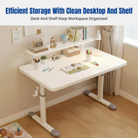 Hand Crank Adjustable Desk, Kids Study Table and Chair Set, Ergonomic Office Desk for Home Study Room