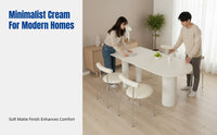 Cream Alabaster Sintered Stone Dining Table Set, Modern Minimalist, Oval, Small Apartment, Home Kitchen