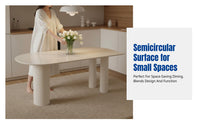 Cream Alabaster Sintered Stone Dining Table Set, Modern Minimalist, Oval, Small Apartment, Home Kitchen