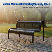 Outdoor Iron Long Bench, Garden Metal Chair, Waterproof, Sun-Resistant, Double Person, Minimalist Design