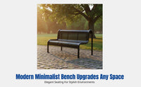 Outdoor Iron Long Bench, Garden Metal Chair, Waterproof, Sun-Resistant, Double Person, Minimalist Design