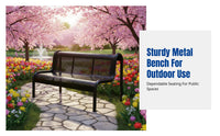 Outdoor Iron Long Bench, Garden Metal Chair, Waterproof, Sun-Resistant, Double Person, Minimalist Design