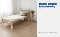 Hardwood Splicing Bed, Beech Guardrail Children's Bed, Adjustable Height Infant Cot, Continuous Joint, Modern Minimalist Design