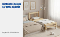 Hardwood Splicing Bed, Beech Guardrail Children's Bed, Adjustable Height Infant Cot, Continuous Joint, Modern Minimalist Design
