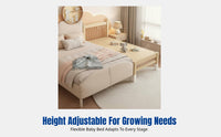 Hardwood Splicing Bed, Beech Guardrail Children's Bed, Adjustable Height Infant Cot, Continuous Joint, Modern Minimalist Design