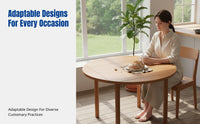 Dining Table, Solid Wood, Convertible Square to Round, Modern Minimalist, Multi-Functional, Small Space, Home Use