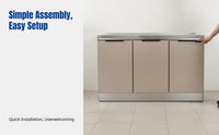 Stainless Steel Kitchen Cabinet, Assembled Sideboard, Modern Nordic Design, Multi-Functional Storage, Simple Economic Style