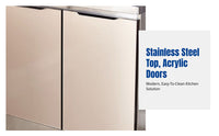 Stainless Steel Kitchen Cabinet, Assembled Sideboard, Modern Nordic Design, Multi-Functional Storage, Simple Economic Style