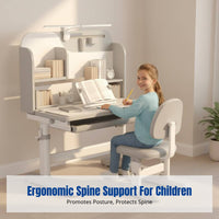 Children's Study Desk & Chair Set, Adjustable Height, Ergonomic Writing Table, Modern Simple Design