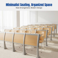 Sturdy Wood Lecture Hall Chair, Auditorium Row Seating, Metal Frame, Classroom, Conference