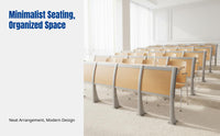 Sturdy Wood Lecture Hall Chair, Auditorium Row Seating, Metal Frame, Classroom, Conference
