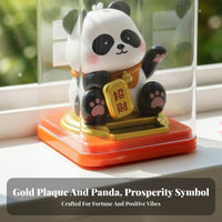 Panda Solar Fortune Figurine, Cute Desktop Decor, Good Luck Gift, Office Decoration