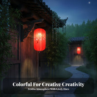 Waterproof Chinese Hanging Lantern, Hand-Painted Oval Outdoor Decor