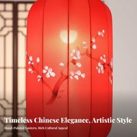 Waterproof Chinese Hanging Lantern, Hand-Painted Oval Outdoor Decor