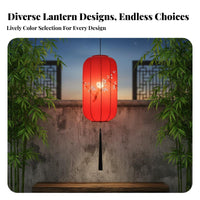 Waterproof Chinese Hanging Lantern, Hand-Painted Oval Outdoor Decor