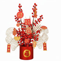 Plush Fortune Container, New Year Flower Arrangement, Seasonal Decor, Ready-Made Set for Housewarming and Wedding