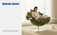 Floral Swivel Lounge Chair, Italian Design, Luxury Plush Fabric, Designer Accent Sofa for Home and Balcony