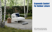 Outdoor Sofa Set, Stainless Steel Patio Furniture, Waterproof & Sun-Resistant Nordic Design, Garden Terrace Hotel Lounge
