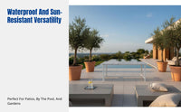 Outdoor Sofa Set, Stainless Steel Patio Furniture, Waterproof & Sun-Resistant Nordic Design, Garden Terrace Hotel Lounge