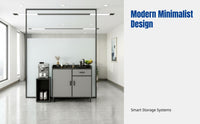 Sideboard Cabinet, Modern Minimalist Tea Cabinet, Living Room Storage, Adjustable Shelves, Large Countertop, Gray Finish