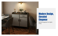 Sideboard Cabinet, Modern Minimalist Tea Cabinet, Living Room Storage, Adjustable Shelves, Large Countertop, Gray Finish