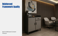 Sideboard Cabinet, Modern Minimalist Tea Cabinet, Living Room Storage, Adjustable Shelves, Large Countertop, Gray Finish