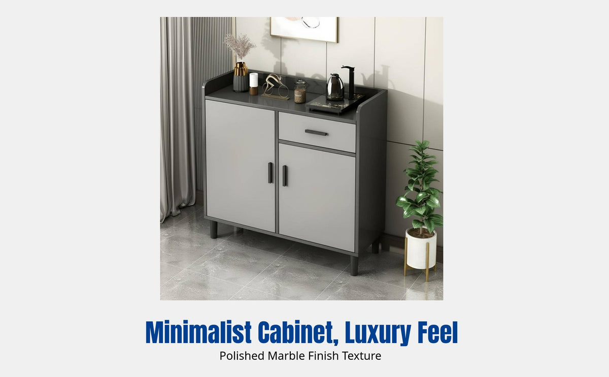 Sideboard Cabinet, Modern Minimalist Tea Cabinet, Living Room Storage, Adjustable Shelves, Large Countertop, Gray Finish