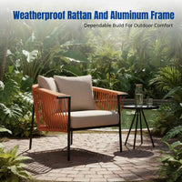 Custom Nordic Outdoor Rattan Sofa Set, Waterproof Patio Furniture, Aluminum Frame, Hotel & Homestay Lounge