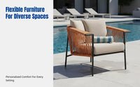 Custom Nordic Outdoor Rattan Sofa Set, Waterproof Patio Furniture, Aluminum Frame, Hotel & Homestay Lounge