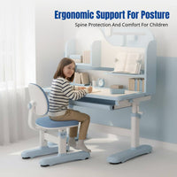 Kids Study Desk and Chair Set, Height Adjustable, Ergonomic, Double Storage, Random Color