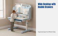 Kids Study Desk and Chair Set, Height Adjustable, Ergonomic, Double Storage, Random Color