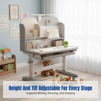 Kids Study Desk and Chair Set, Height Adjustable, Ergonomic, Double Storage, Random Color