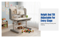 Kids Study Desk and Chair Set, Height Adjustable, Ergonomic, Double Storage, Random Color
