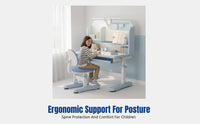 Kids Study Desk and Chair Set, Height Adjustable, Ergonomic, Double Storage, Random Color
