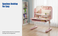 Kids Study Desk and Chair Set, Height Adjustable, Ergonomic, Double Storage, Random Color