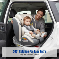 Car Infant Seat, 360° Rotating, ISOFIX & Latch, Adjustable Recline, Cotton Cover, Side Impact Protection, Universal Fit