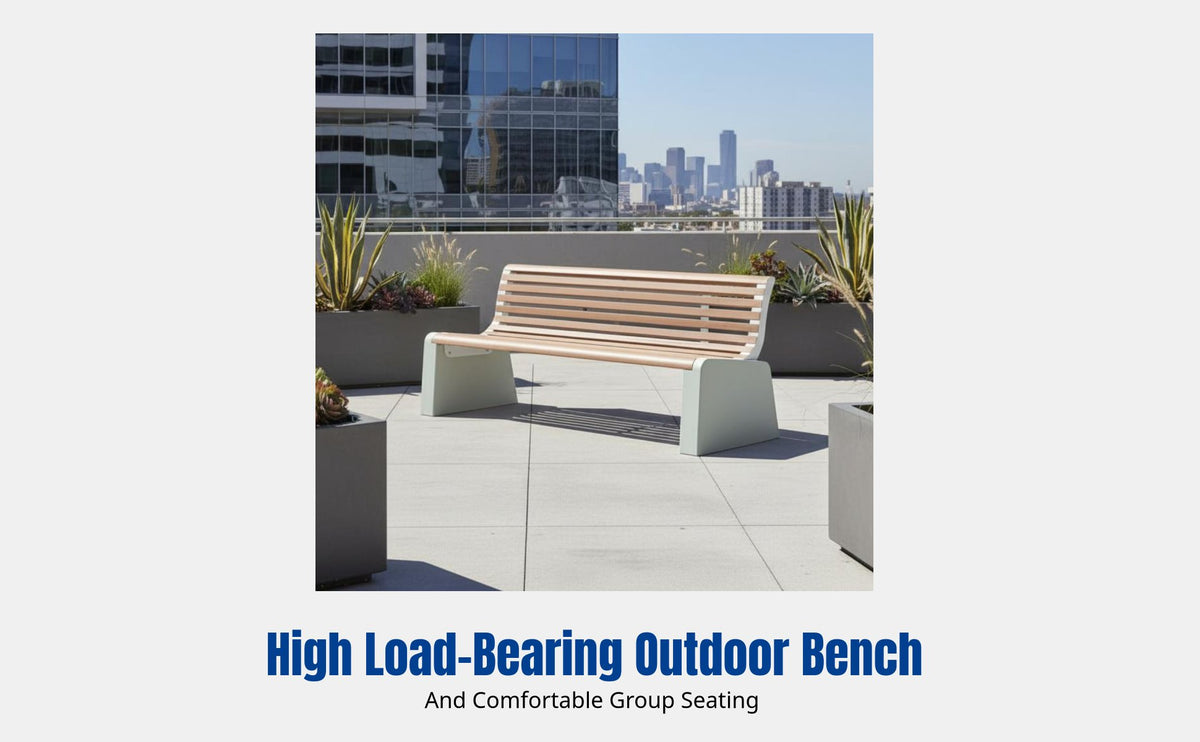 Outdoor Stainless Steel Bench, Garden Seat, Wrought Iron, Anticorrosive Wood, Modern Courtyard Rest Chair