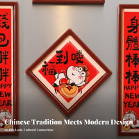 Holiday 3D Acrylic Fridge Sticker, Calligraphy, New Year Decoration
