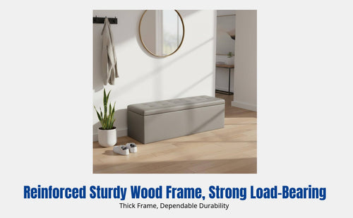 Rectangular Storage Ottoman Bench, Long Sofa Stool, Entryway Shoe Bench, Multi-Scene Use, Modern Home, Adult Seating