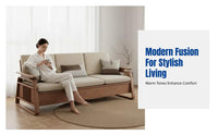 Sofa, Sturdy Ash Wood, High Box Storage, All-Season, Living Room Set, New Chinese Design