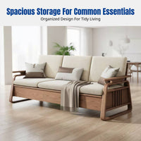 Sofa, Sturdy Ash Wood, High Box Storage, All-Season, Living Room Set, New Chinese Design