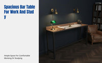 Bar Table, Modern Minimalist High Table, Coffee Shop, Balcony, Wood & Iron, Wall-Mounted, Long Narrow Design