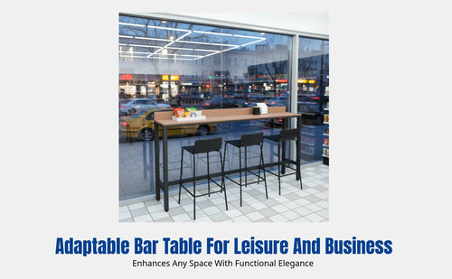 Bar Table, Modern Minimalist High Table, Coffee Shop, Balcony, Wood & Iron, Wall-Mounted, Long Narrow Design