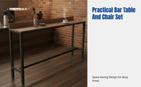 Bar Table, Modern Minimalist High Table, Coffee Shop, Balcony, Wood & Iron, Wall-Mounted, Long Narrow Design