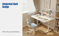 Hand Crank Adjustable Desk and Chair Set, Office Study Table, Nordic Design, Spacious Metal Workstation for Home Office or Study Room