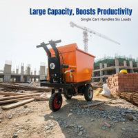 Electric Dump Cart, Three-Wheel Power Wheelbarrow, Heavy-Duty Construction Transport, Multi-Function Tipping Vehicle