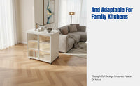 Kitchen Storage Cabinet, Sintered Stone Countertop, Movable Workstation, Modern Sideboard, Large Capacity Organizer