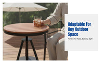 Outdoor Plastic Wood Table and Chair Set, Metal Frame, Patio Garden Dining Furniture, Modern Minimalist, Ideal for Balcony, Cafe, Tea Shop
